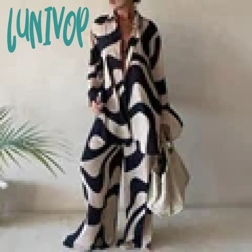 Lunivop Elegant Summer Stripes Shirt Pants Set Women Loose Long Sleeve Blouses Matching Wide Trousers Suit  Casual 2 Piece Pant Set