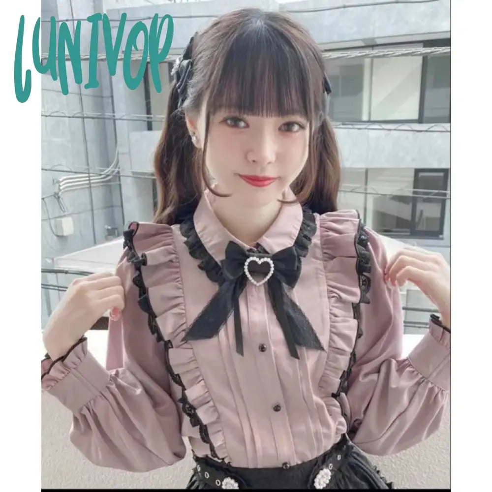 Lunivop Kawaii Long Sleeve Blouse for Women, Kawaii Shirts, Japanese Style, Sweet Tops, Ladies' Aesthetic Shirt, Cute, Elegant, Y2K