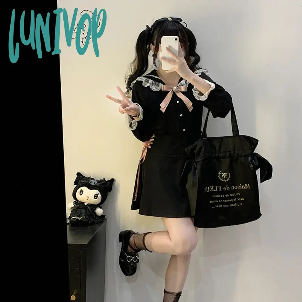 Lunivop Kawaii Women Shirts Lolita Y2K Cute Japanese Style Blouse Elegant Long Sleeve Sweet Tops Casual Office Ladies Aesthetic Shirt