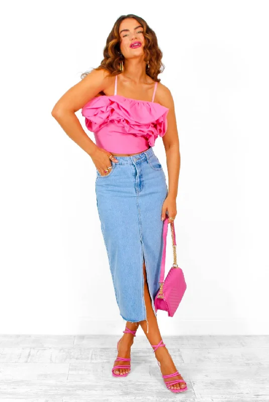 Made You Look - Pink Ruffle Crop Top