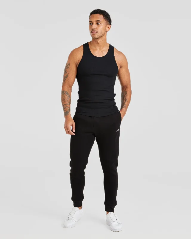 Muscle Ribbed Tank - Black