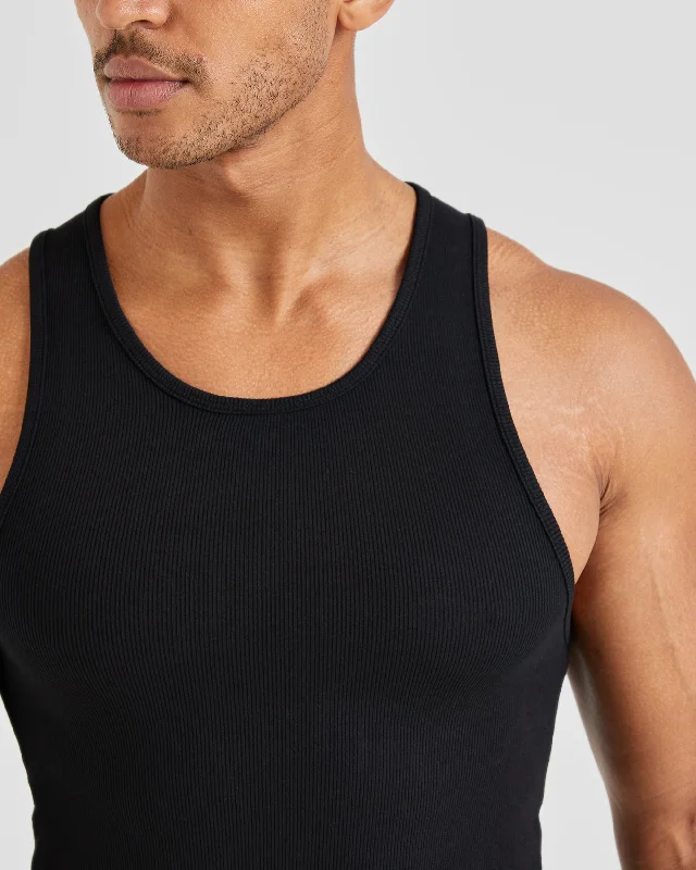 Muscle Ribbed Tank - Black