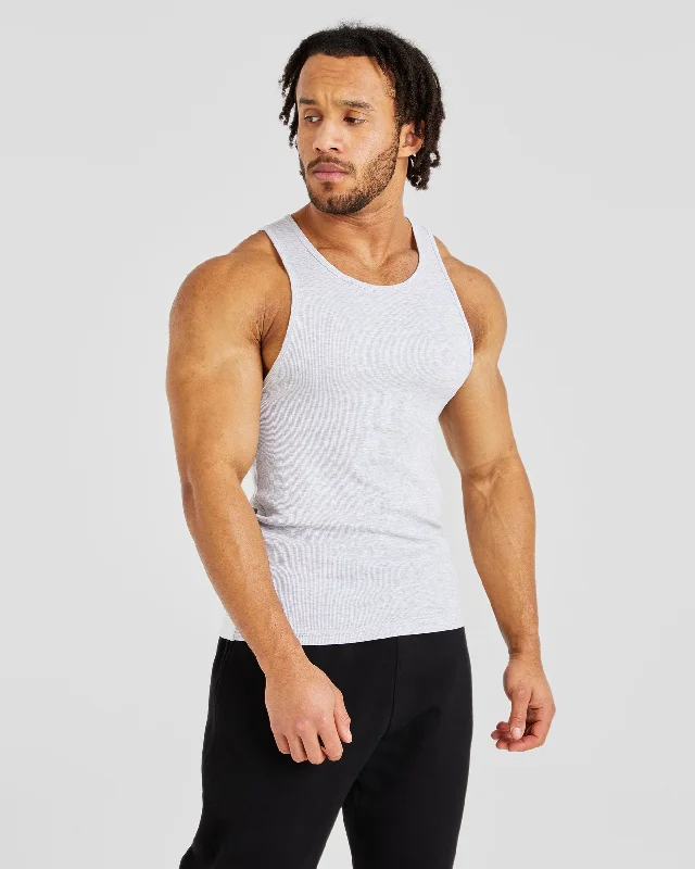 Muscle Ribbed Tank - Light Grey Marl