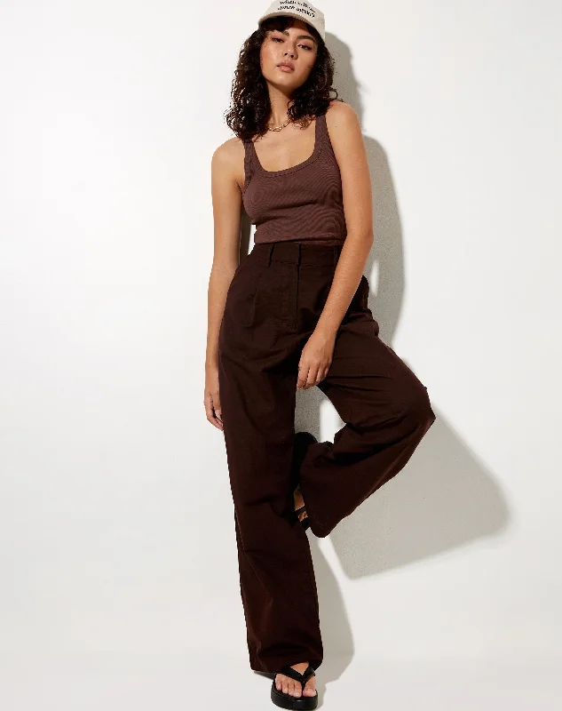 Nilam Vest Top in Rib Deep Mahogany