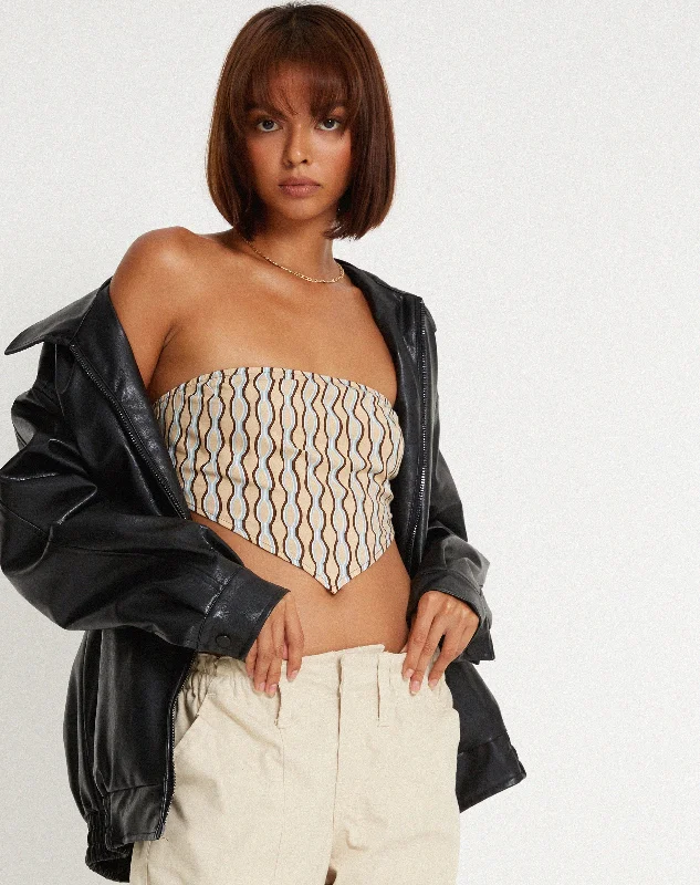 Nolda Crop Top in Preppy Geo Brown