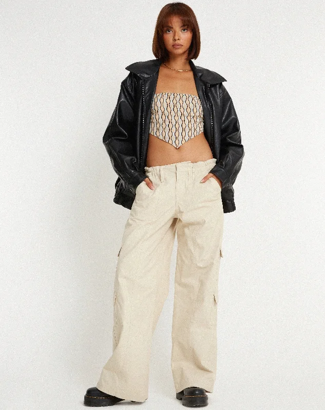 Nolda Crop Top in Preppy Geo Brown