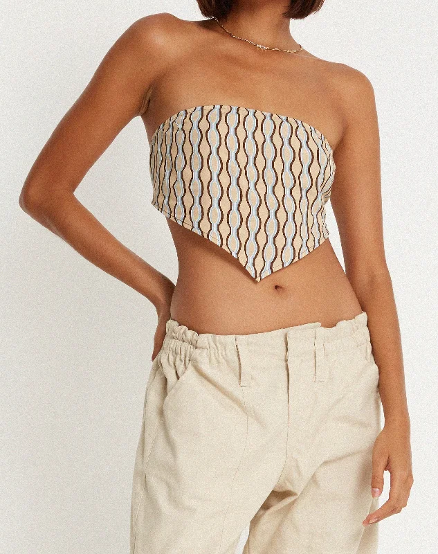 Nolda Crop Top in Preppy Geo Brown