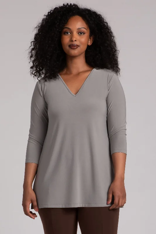 Nu Ideal V-Neck Tunic | Taupe