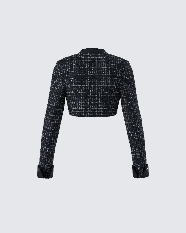 Pippa Black Tweed Cropped Jacket