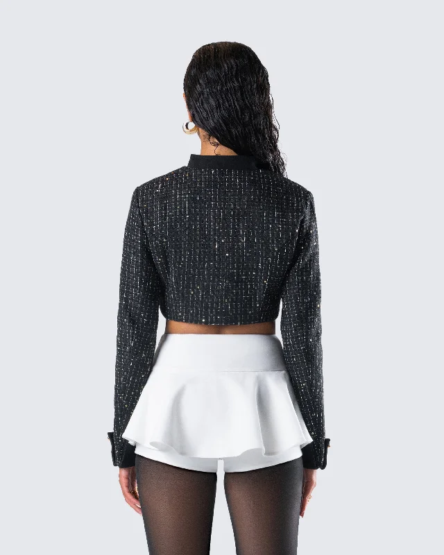 Pippa Black Tweed Cropped Jacket