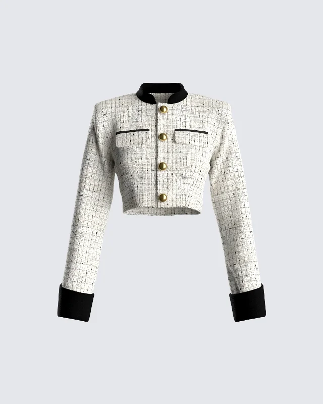 Pippa Ivory Tweed Cropped Jacket