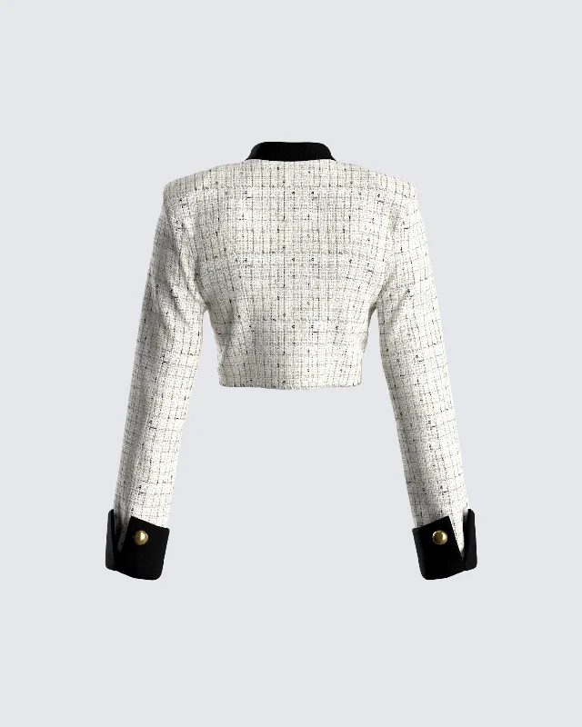 Pippa Ivory Tweed Cropped Jacket