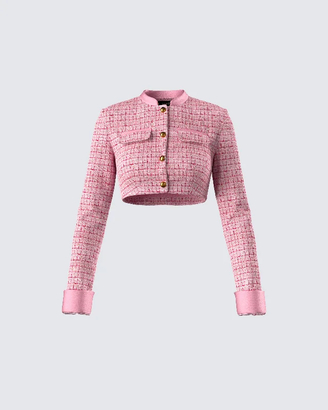 Pippa Pink Tweed Cropped Jacket