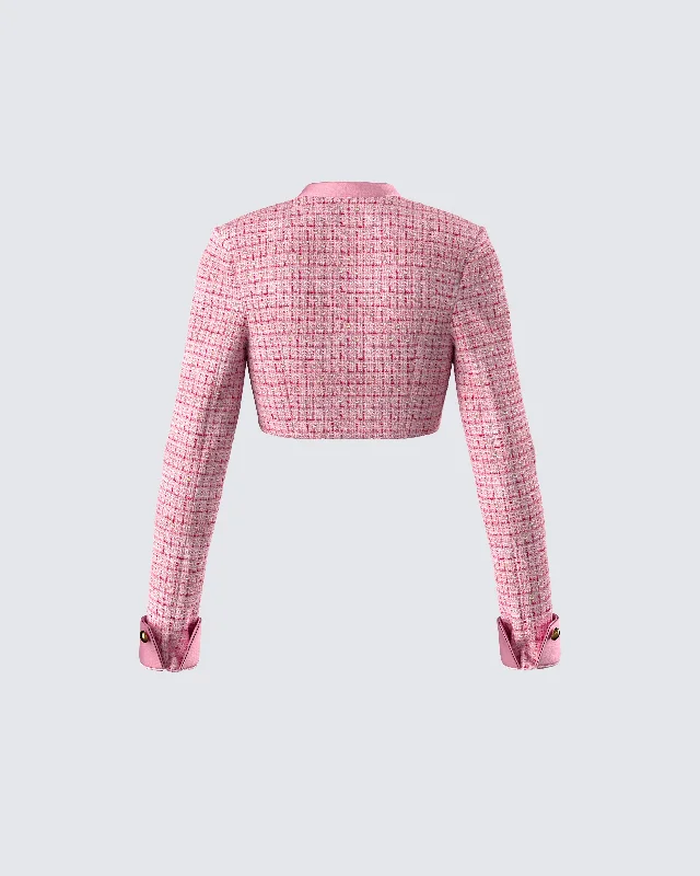 Pippa Pink Tweed Cropped Jacket