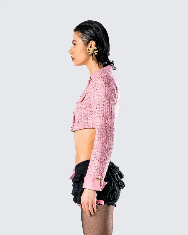 Pippa Pink Tweed Cropped Jacket