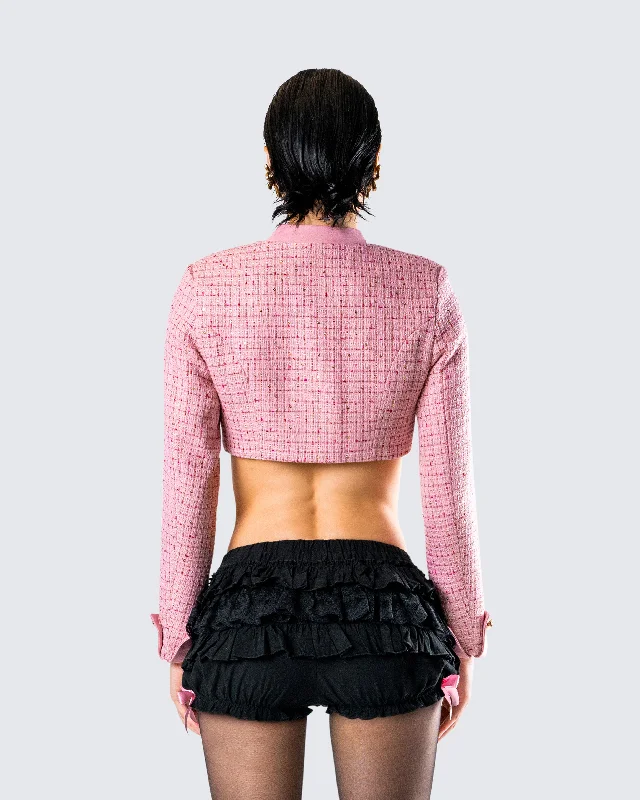 Pippa Pink Tweed Cropped Jacket