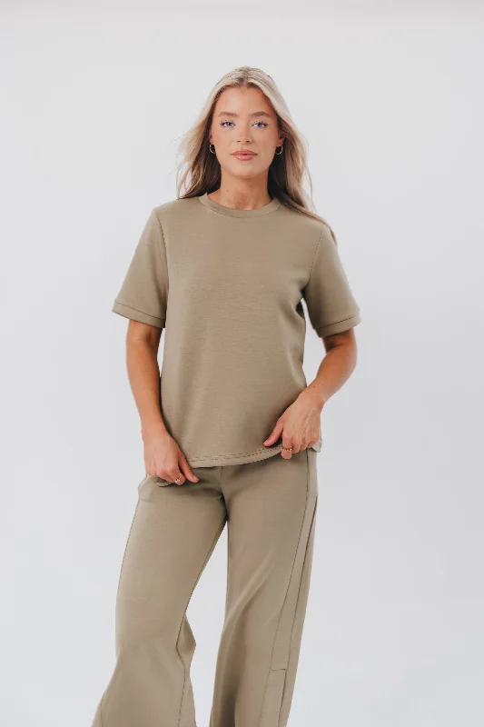 Premium Scuba Round Neck Tee in Light Olive