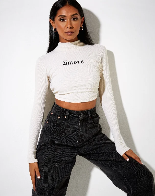 Quelia Crop Top in Rib Winter White 