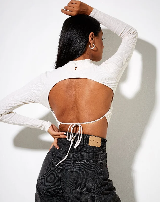 Quelia Crop Top in Rib Winter White 