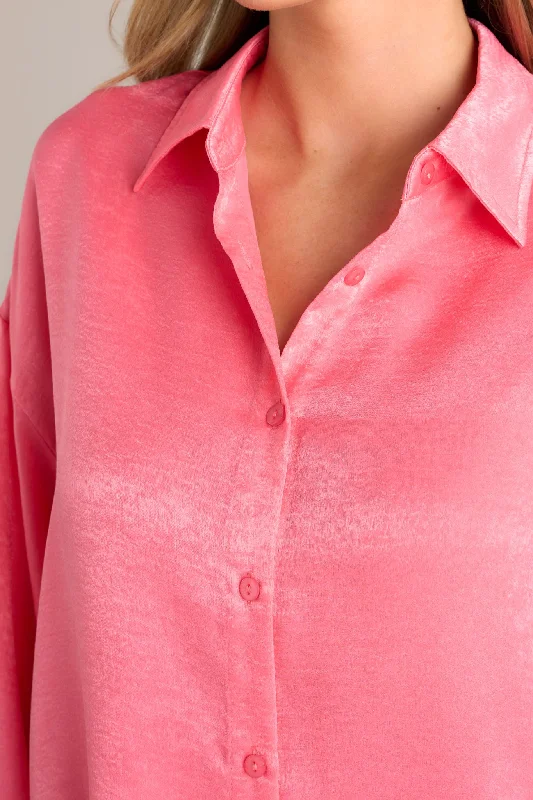 Read All About It Pink Button Front Top