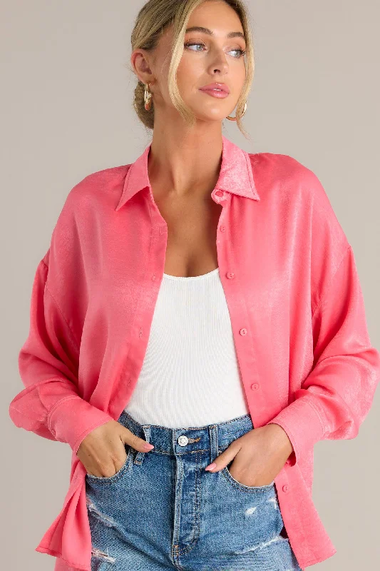 Read All About It Pink Button Front Top