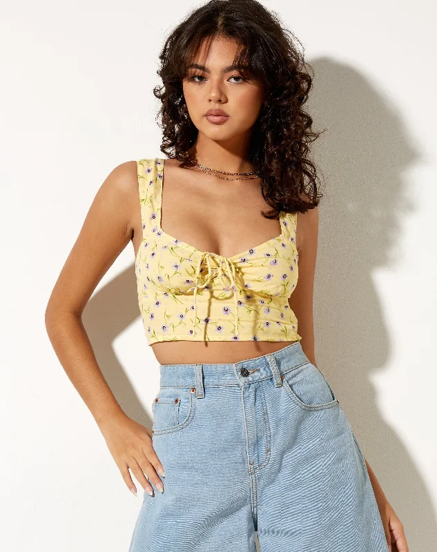 Ridis Vest Crop Top in Wild Flower Lemon Drop