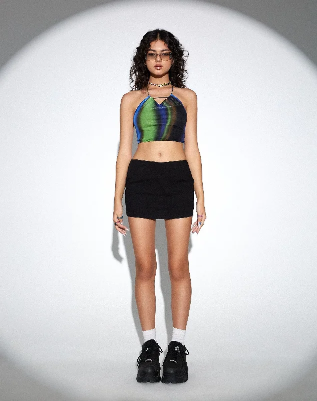 MOTEL X OLIVIA NEILL Salet Crop Top in Solarized Green and Blue