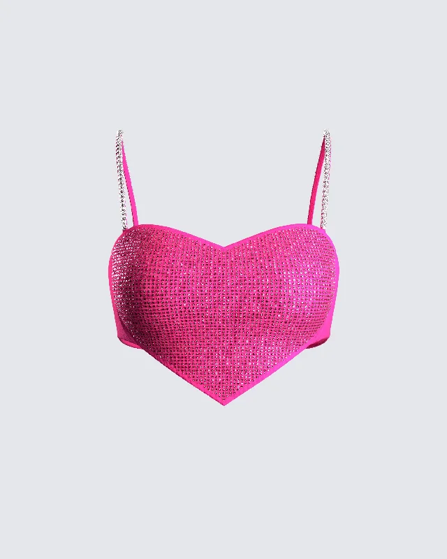 Sanya Pink Heart Crop Top