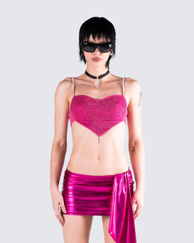 Sanya Pink Heart Crop Top