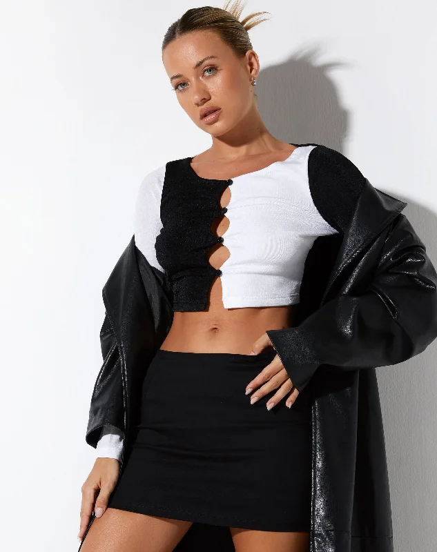 Sarah Crop Top in Crepe Black and White