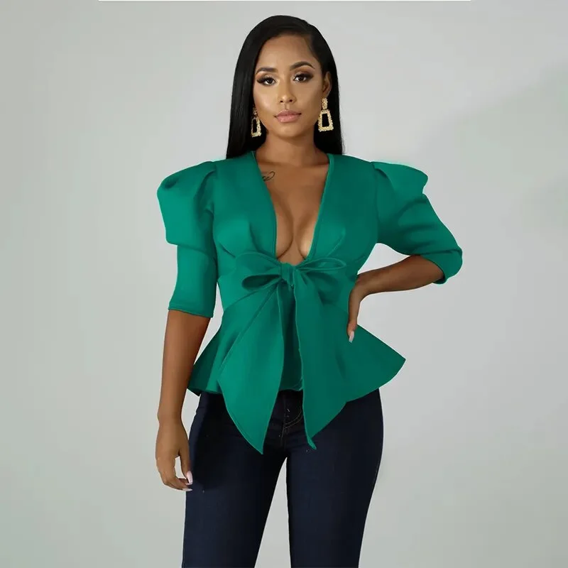 Sexy Deep V-Neck Party Blouses