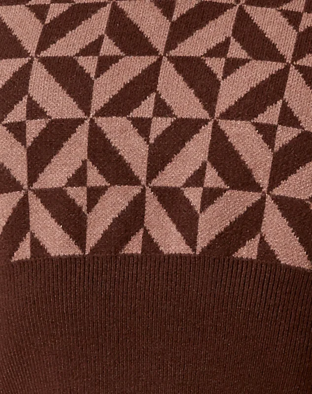 Sibyll Sweater Vest in Geo Knit Coffee Brown