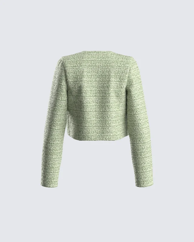 Tess Green Tweed Crop Jacket