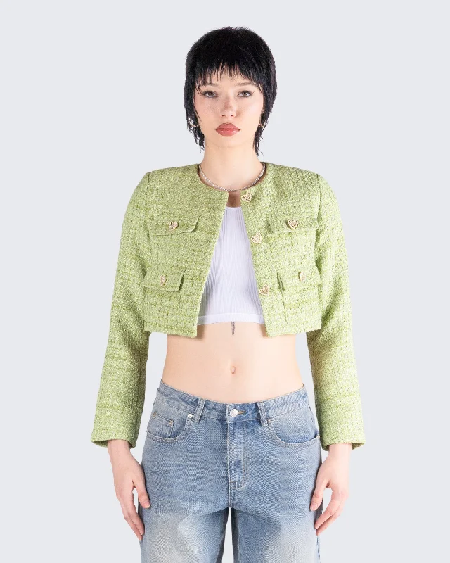 Tess Green Tweed Crop Jacket