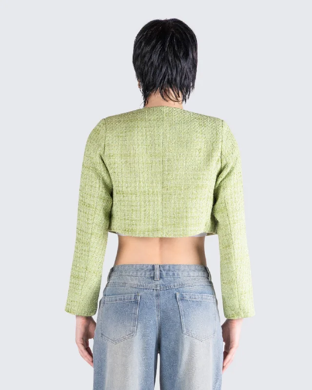 Tess Green Tweed Crop Jacket