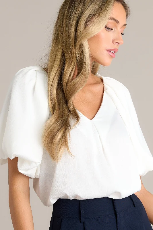 Too Complicated Ivory Puff Sleeve Top