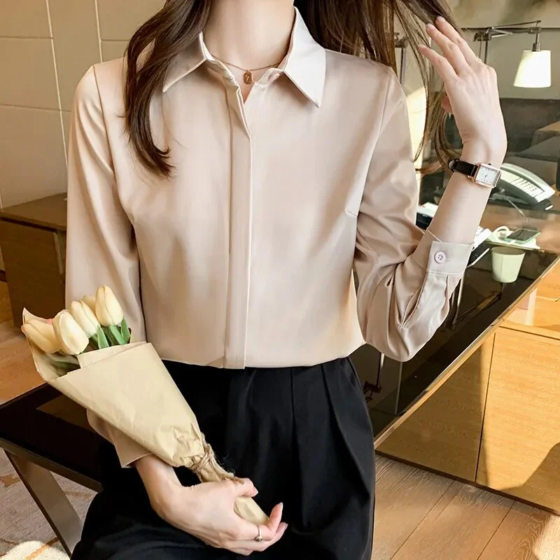 Vintage Silk Office Lady Blouses