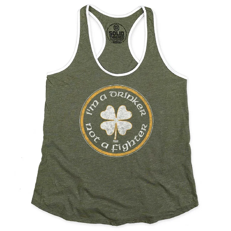 Women's I'm a Drinker Not a Fighter Ringer Tank Top