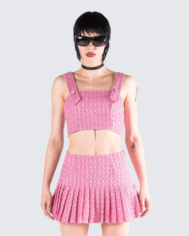 Zola Pink Tweed Crop Top