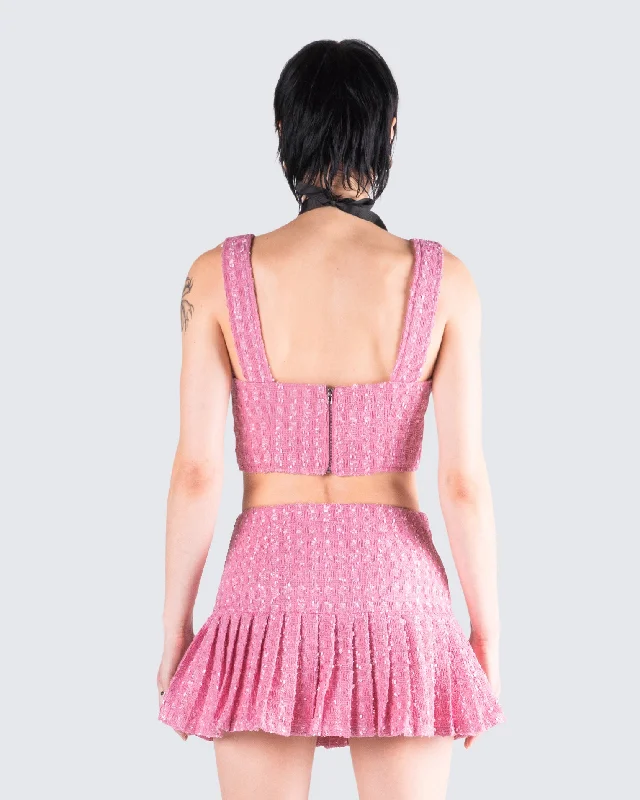 Zola Pink Tweed Crop Top