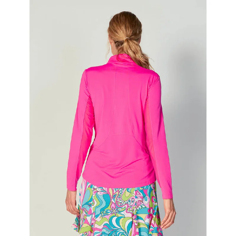 G Lifestyle Solid Full Zip Jacket - Hot Pink