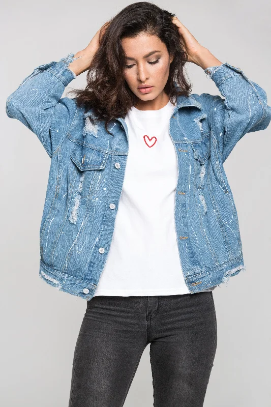 Distressed Denim Splashed Jacket