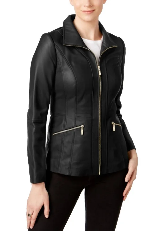 Leather Scuba Jacket in Black