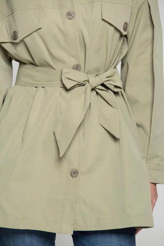 Olive Green Solid Jacket Dress and Tie Up Belt