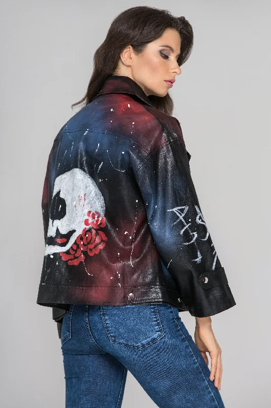 Spray Painted Faux Leather Jacket