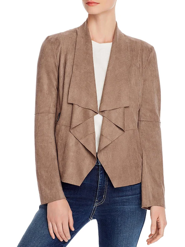 Womens Faux Suede Drape Jacket