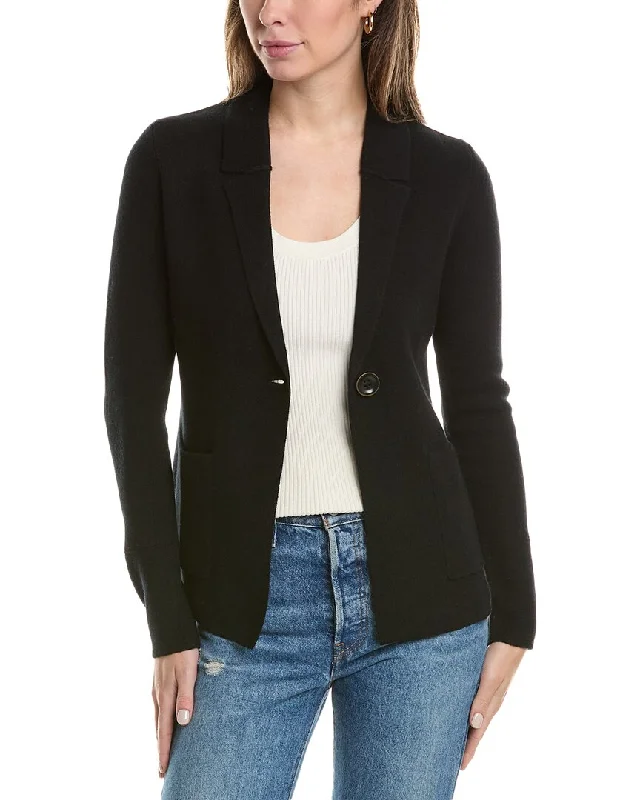 Forte Cashmere Doubleknit Notch Collar Cashmere Cardigan Blazer