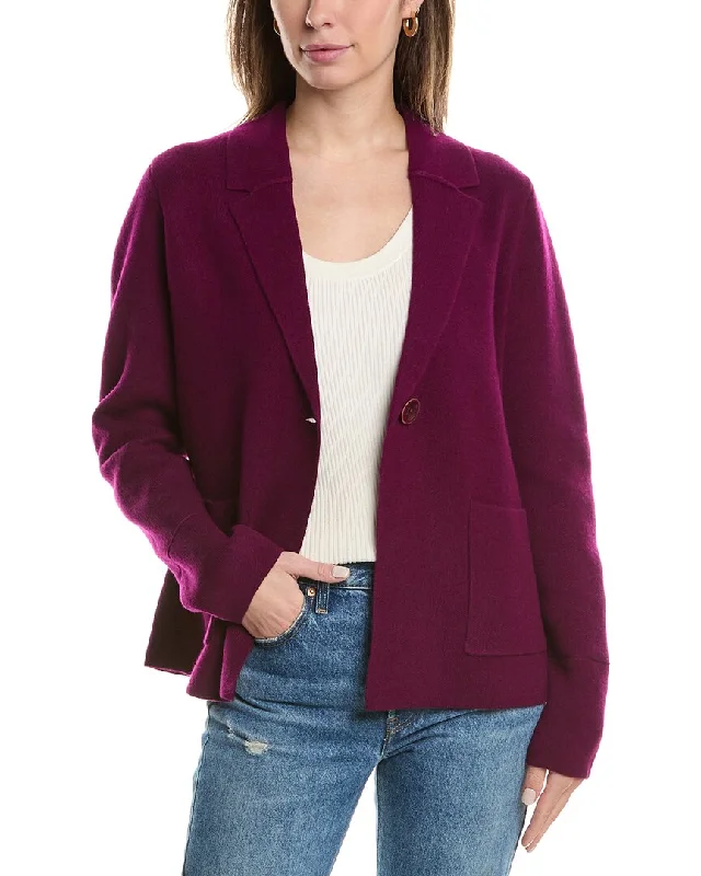 Forte Cashmere Doubleknit Notch Collar Cashmere Cardigan Blazer