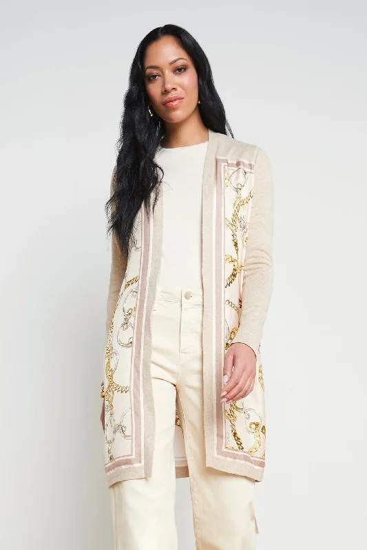 L'Agence Beverly Silk Panel Cardigan