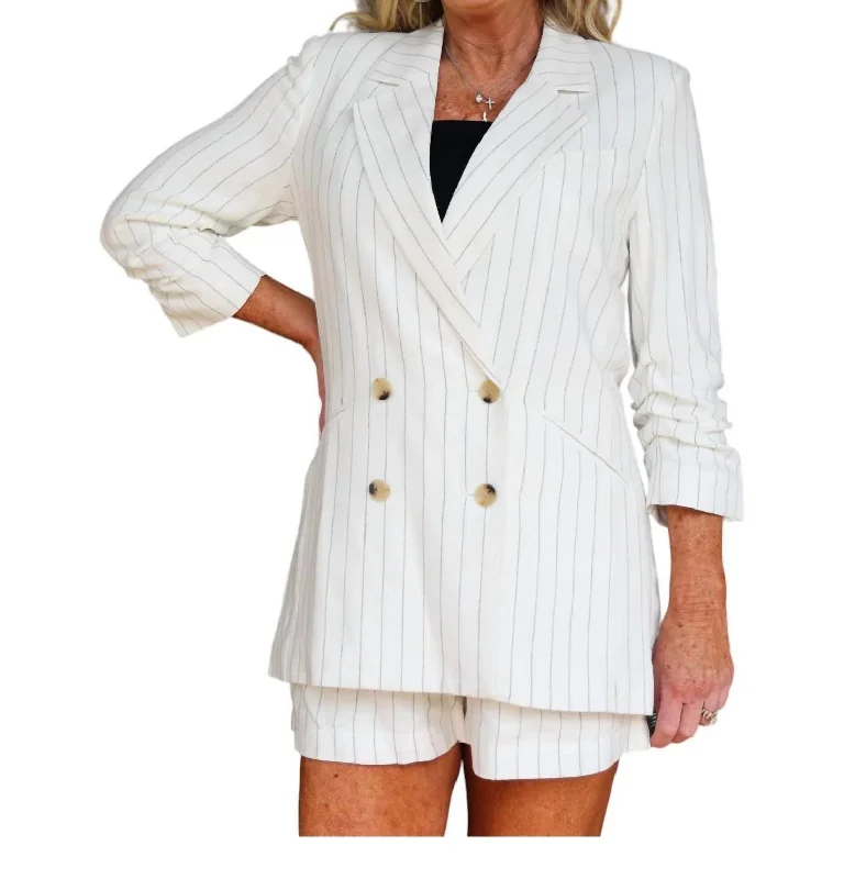 Ticket To Paradise Stripe Riviera Blazer In White